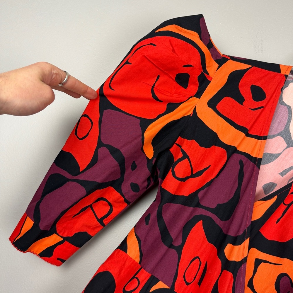 Tuckernuck De Loreta Puff Sleeve Printed Wrap Cotton Dress - Picture 6 of 8